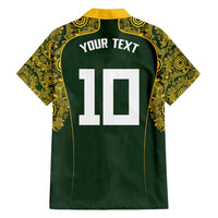 Australia Rugby Custom Family Matching Short Sleeve Bodycon Dress and Hawaiian Shirt Aboriginal Art Sporty Style - Polynesian Pride