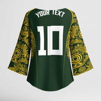 Australia Rugby Custom Kimono Sleeve Blouse Aboriginal Art Sporty Style - Polynesian Pride