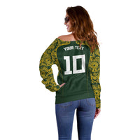 Australia Rugby Custom Off Shoulder Sweater Aboriginal Art Sporty Style - Polynesian Pride