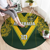 Australia Rugby Custom Round Carpet Aboriginal Art Sporty Style - Polynesian Pride