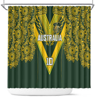 Australia Rugby Custom Shower Curtain Aboriginal Art Sporty Style - Polynesian Pride