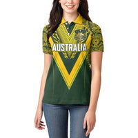 Australia Rugby Custom Women Polo Shirt Aboriginal Art Sporty Style - Polynesian Pride