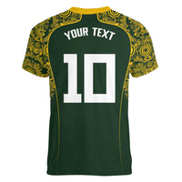 Australia Rugby Custom Women V-Neck T-Shirt Aboriginal Art Sporty Style - Polynesian Pride