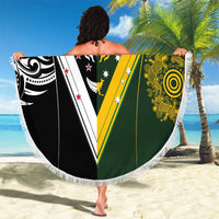 Aotearoa Australia Rugby Beach Blanket Maori and Aboriginal Art Sporty Style - Polynesian Pride