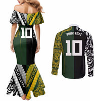 Aotearoa Australia Rugby Custom Couples Matching Mermaid Dress and Long Sleeve Button Shirt Maori and Aboriginal Art Sporty Style - Polynesian Pride