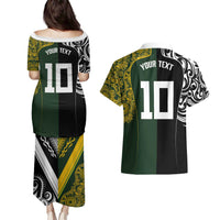 Aotearoa Australia Rugby Custom Couples Matching Puletasi and Hawaiian Shirt Maori and Aboriginal Art Sporty Style - Polynesian Pride