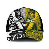 Aotearoa Australia Rugby Mesh Trucker Cap Maori and Aboriginal Art Sporty Style - Polynesian Pride