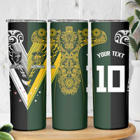Aotearoa Australia Rugby Custom Skinny Tumbler Maori and Aboriginal Art Sporty Style - Polynesian Pride