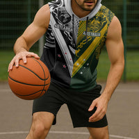 Aotearoa Australia Rugby Custom Sleeveless Hoodie Maori and Aboriginal Art Sporty Style - Polynesian Pride