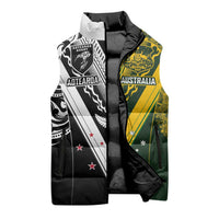 Aotearoa Australia Rugby Custom Sleeveless Puffer Jacket Maori and Aboriginal Art Sporty Style - Polynesian Pride