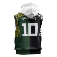 Aotearoa Australia Rugby Custom Sleeveless Zip Hoodie Maori and Aboriginal Art Sporty Style - Polynesian Pride