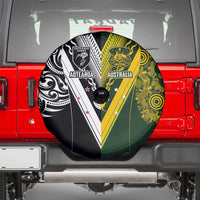 Aotearoa Australia Rugby Spare Tire Cover Maori and Aboriginal Art Sporty Style - Polynesian Pride