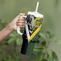 Aotearoa Australia Rugby Custom Tumbler With Handle Maori and Aboriginal Art Sporty Style - Polynesian Pride