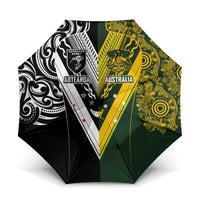 Aotearoa Australia Rugby Umbrella Maori and Aboriginal Art Sporty Style LT03 One Size Folded 11.42 inch Opened Diameter 37.4 inch Green - Polynesian Pride