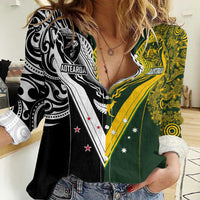 Aotearoa Australia Rugby Custom Women Casual Shirt Maori and Aboriginal Art Sporty Style - Polynesian Pride