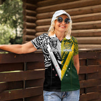Aotearoa Australia Rugby Custom Women Polo Shirt Maori and Aboriginal Art Sporty Style - Polynesian Pride