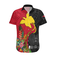 Custom Papua New Guinea Hawaiian Shirt Birds Of Paradise Mix Tropical Flower Polynesian Pattern LT03 Red - Polynesian Pride