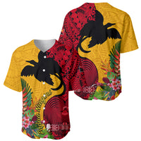 Papua New Guinea Baseball Jersey Birds Of Paradise Mix Tropical Flower Polynesian Pattern LT03 - Polynesian Pride
