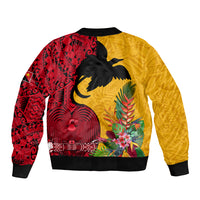 Papua New Guinea Bomber Jacket Birds Of Paradise Mix Tropical Flower Polynesian Pattern LT03 - Polynesian Pride