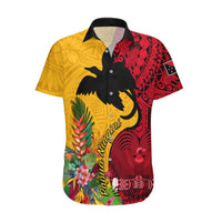 Papua New Guinea Hawaiian Shirt Birds Of Paradise Mix Tropical Flower Polynesian Pattern LT03 Yellow - Polynesian Pride
