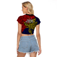 Papua New Guinea Central Province Raglan Cropped T Shirt PNG Birds Of Paradise Polynesian Arty Style LT03 - Polynesian Pride