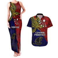 Custom Papua New Guinea Central Province Couples Matching Tank Maxi Dress and Hawaiian Shirt PNG Birds Of Paradise Polynesian Arty Style LT03 Red - Polynesian Pride