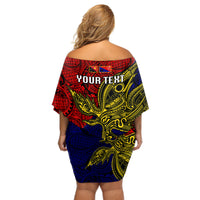 Custom Papua New Guinea Central Province Off Shoulder Short Dress PNG Birds Of Paradise Polynesian Arty Style LT03 - Polynesian Pride