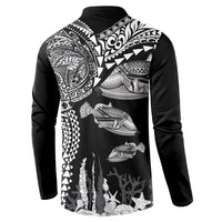 Hawaiian Reef Triggerfish Button Sweatshirt Polynesian Art with Tribal Humuhumunukunukuapua'a LT03 - Polynesian Pride