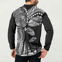 Hawaiian Reef Triggerfish Button Sweatshirt Polynesian Art with Tribal Humuhumunukunukuapua'a LT03 - Polynesian Pride