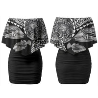 Hawaiian Reef Triggerfish Couples Matching Off Shoulder Short Dress and Hawaiian Shirt Polynesian Art with Tribal Humuhumunukunukuapua'a LT03 - Polynesian Pride