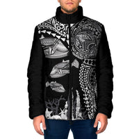 Hawaiian Reef Triggerfish Padded Jacket Polynesian Art with Tribal Humuhumunukunukuapua'a LT03 Men Black - Polynesian Pride