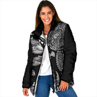 Hawaiian Reef Triggerfish Padded Jacket Polynesian Art with Tribal Humuhumunukunukuapua'a LT03 Women Black - Polynesian Pride