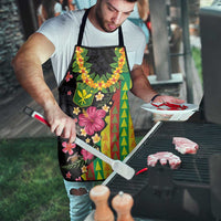 Hawaiian Independence Day Apron Kanaka Maoli Symbols With Tapa Motifs and Tropical Plants - Polynesian Pride