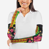 Hawaiian Independence Day Arm Sleeves Kanaka Maoli Symbols With Tapa Motifs and Tropical Plants - Polynesian Pride
