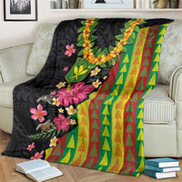 Hawaiian Independence Day Blanket Kanaka Maoli Symbols With Tapa Motifs and Tropical Plants - Polynesian Pride