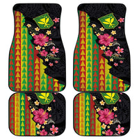 Hawaiian Independence Day Car Mats Kanaka Maoli Symbols With Tapa Motifs and Tropical Plants - Polynesian Pride