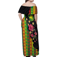 Hawaiian Independence Day Family Matching Off Shoulder Maxi Dress and Hawaiian Shirt Kanaka Maoli Symbols With Tapa Motifs and Tropical Plants - Polynesian Pride