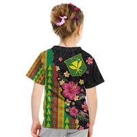 Hawaiian Independence Day Kid T Shirt Kanaka Maoli Symbols With Tapa Motifs and Tropical Plants - Polynesian Pride