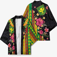 Hawaiian Independence Day Kimono Kanaka Maoli Symbols With Tapa Motifs and Tropical Plants - Polynesian Pride