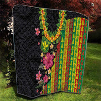 Hawaiian Independence Day Quilt Kanaka Maoli Symbols With Tapa Motifs and Tropical Plants - Polynesian Pride
