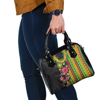 Hawaiian Independence Day Shoulder Handbag Kanaka Maoli Symbols With Tapa Motifs and Tropical Plants - Polynesian Pride