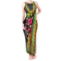 Hawaiian Independence Day Tank Maxi Dress Kanaka Maoli Symbols With Tapa Motifs and Tropical Plants - Polynesian Pride