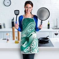 Personalised New Zealand Aotearoa Darts Masters Apron Maori Art Tattoo with Tribal Dart Symbol Teal Color - Polynesian Pride