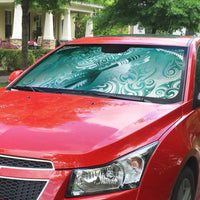 Personalised New Zealand Aotearoa Darts Masters Auto Sun Shade Maori Art Tattoo with Tribal Dart Symbol Teal Color - Polynesian Pride