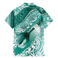 Personalised New Zealand Aotearoa Darts Masters Family Matching Mermaid Dress and Hawaiian Shirt Maori Art Tattoo with Tribal Dart Symbol Teal Color - Polynesian Pride