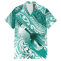 Personalised New Zealand Aotearoa Darts Masters Family Matching Tank Maxi Dress and Hawaiian Shirt Maori Art Tattoo with Tribal Dart Symbol Teal Color - Polynesian Pride