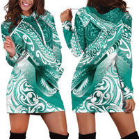 Personalised New Zealand Aotearoa Darts Masters Hoodie Dress Maori Art Tattoo with Tribal Dart Symbol Teal Color - Polynesian Pride