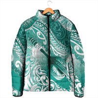 Personalised New Zealand Aotearoa Darts Masters Padded Jacket Maori Art Tattoo with Tribal Dart Symbol Teal Color - Polynesian Pride