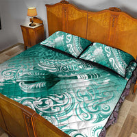 Personalised New Zealand Aotearoa Darts Masters Quilt Bed Set Maori Art Tattoo with Tribal Dart Symbol Teal Color - Polynesian Pride