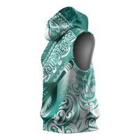 Personalised New Zealand Aotearoa Darts Masters Sleeveless Hoodie Maori Art Tattoo with Tribal Dart Symbol Teal Color - Polynesian Pride